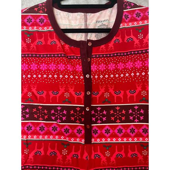 Xhilaration Christmas One Piece Pajamas Fair Isle Reindeer Cotton Y2K XL Target - Picture 3 of 9